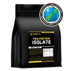 Black bag of Raisey's Pea Protein Isolate with a visible brand logo and text.